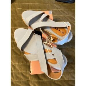 Serra Ladies Espadrille blue wedges NWT/Box Sz 8